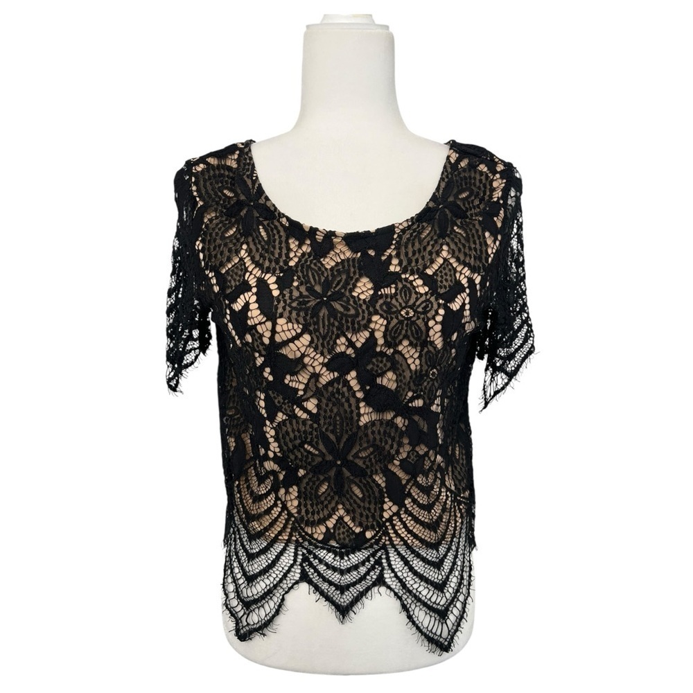Express Black Asymmetrical Cropped Blouse